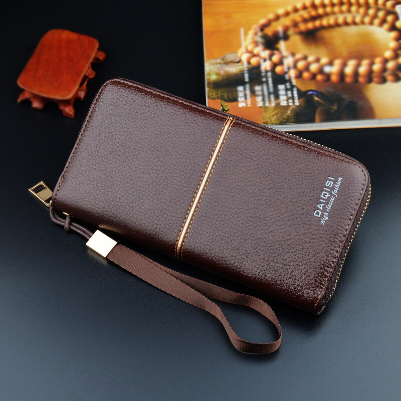 New Men's Wallet Long Zipper Clutch Luxury Designer Bag Bag Men's Money Clip Business Casual Large Capacity Soft Leather Wallet Phone Bag