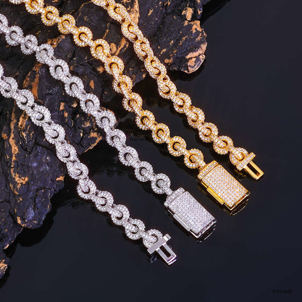 8mm 0-shaped Chain Full Dia Jewelry Fashion Trend Men's Zircon Bracelet Personality Versatile Accessory