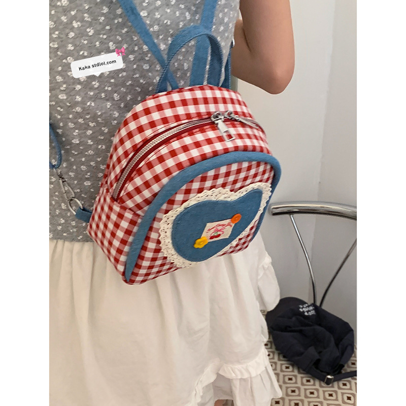 2025 New College Cute Fashion Versatile Ins Plaid Lightweight Girls Large Capacity Backpack for Women ddmymoon