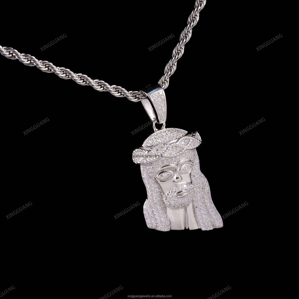 XingGuang Hot Sale Fine Jewelry Pendant Jesus S Sier D VVS Dia Moissanite Cross Pendants for Necklace