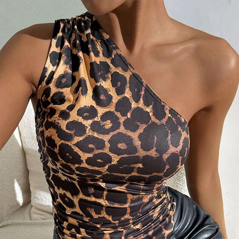 24 Styles Women's Fashion Hot Girl Outfit Pattern Print One-Shoulder Sleeveless Asymmetrical Hem Vest