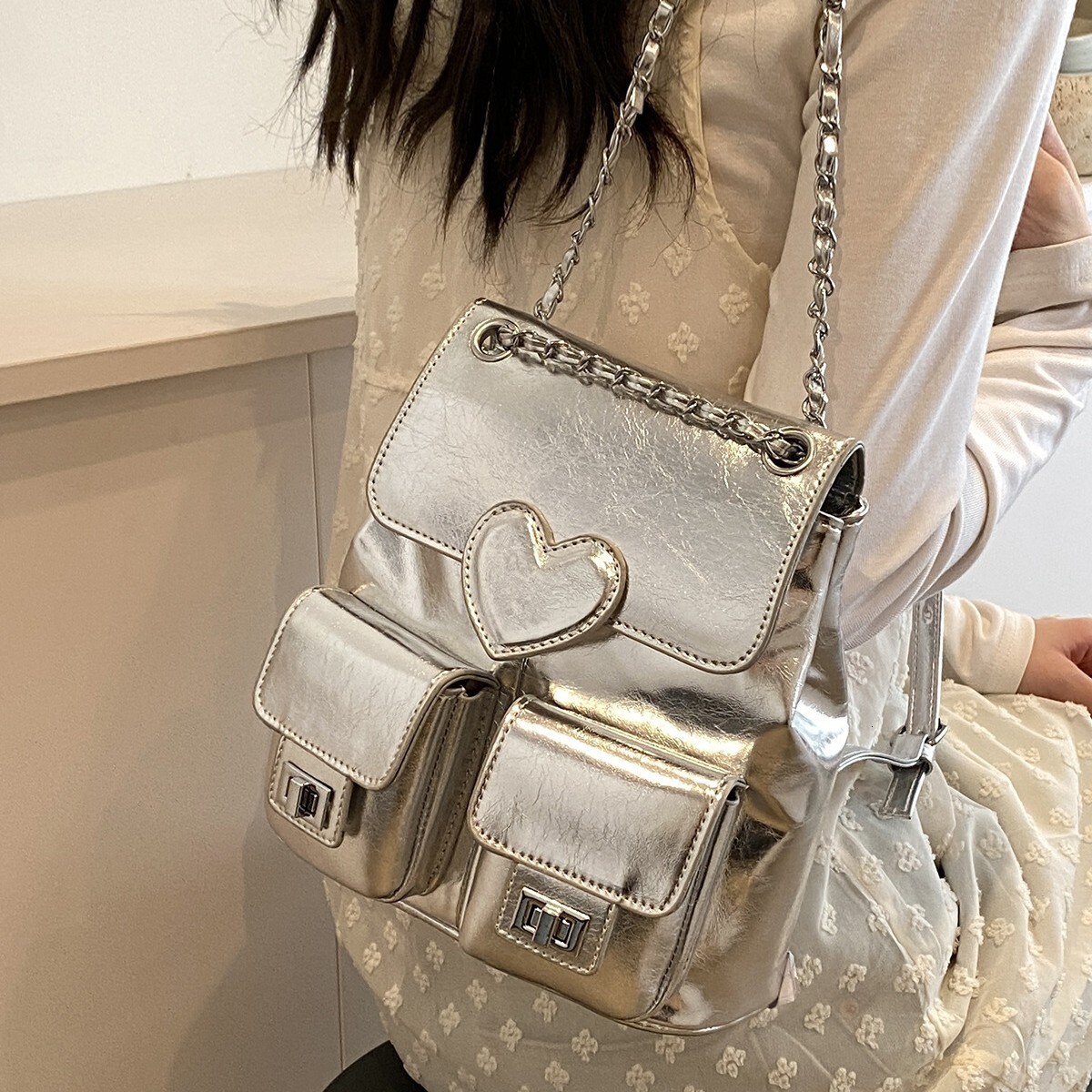 2025 Commuter Small Simple Women's Bag Heart Multi-Pocket Backpack Niche ddmymoon