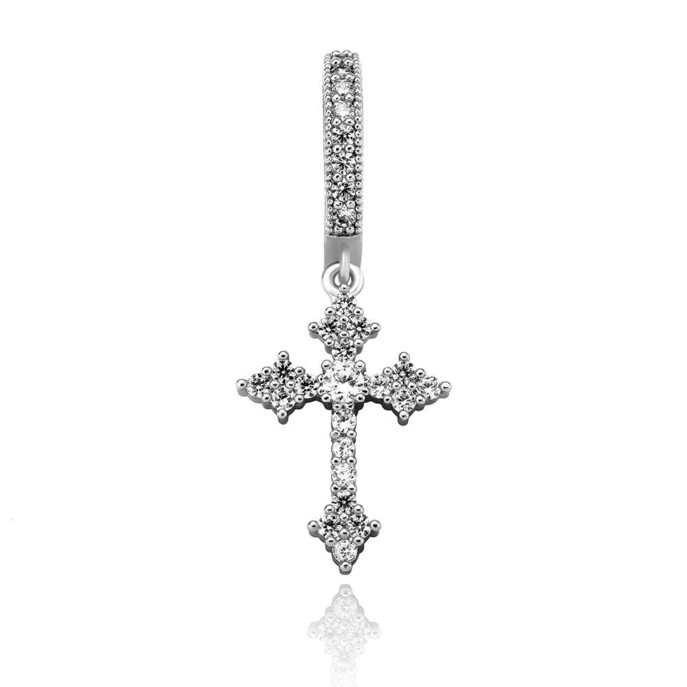 Zircon Cross for Men and Women, Trendy Hip-Hop Style Hoop Earrings