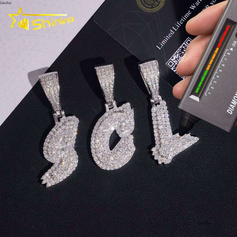 Fine Cheap Gift Set Single Custom Pendants VVS Moissanite Iced Out Letter Initial Name Jewelry Pendant Necklace