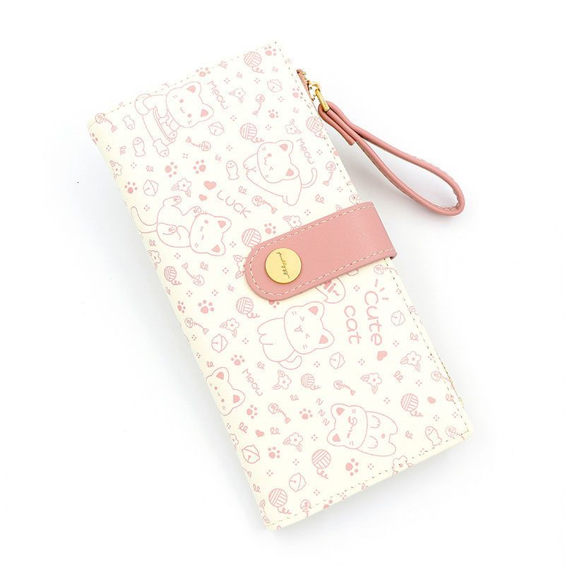 Black And White Long Japanese Style Simple Cute Cat Pattern Print 80% Off Luxury Bag Multi-functional Large Capacity Women's Clutch