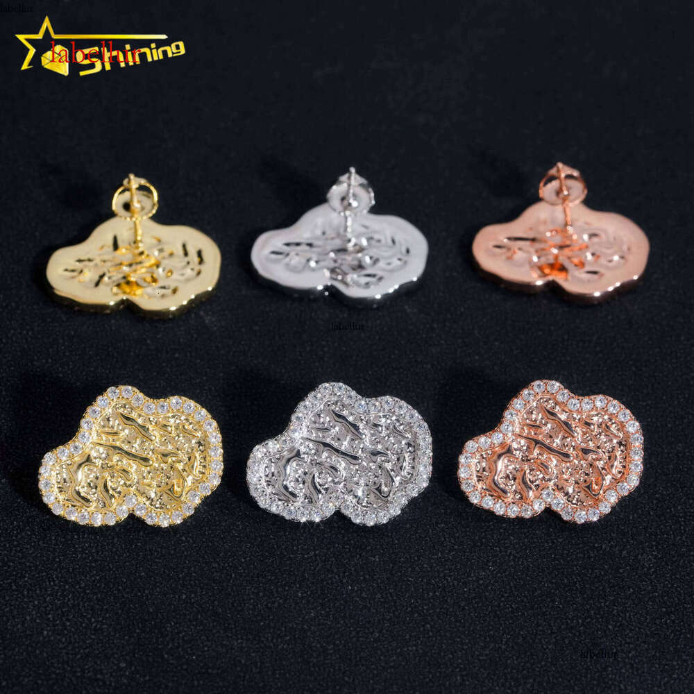RTS Pass Dia Tester Hip Hop Sterling Sier Gold Plated VVS Moissanite Rapper Stud Earrings Men Jewelry