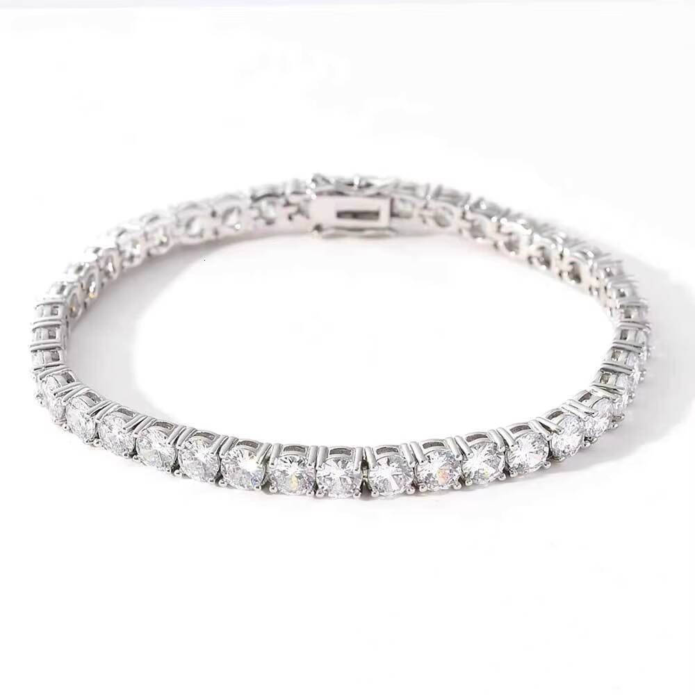 Factory Price Full Size 4MM Moissanite Tennis Bracelet Pass Diamond Tester Tennis Chain 925 Sterling Silver Tennis Bracelet