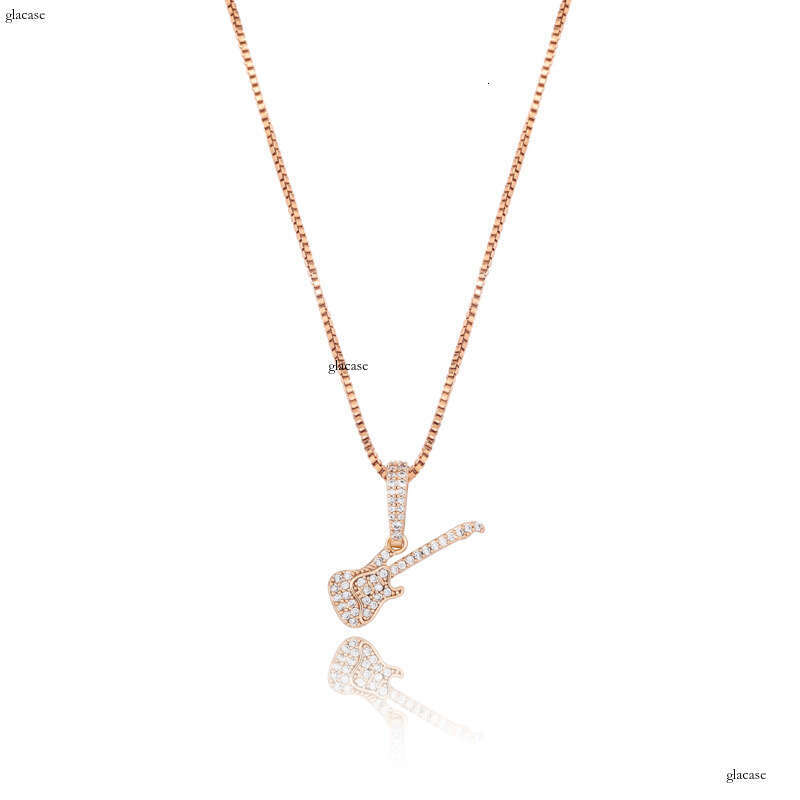 Sier Guitar Moissanite chain Hip Hop Pendant Necklace HIP HOP Trendy Jewelry
