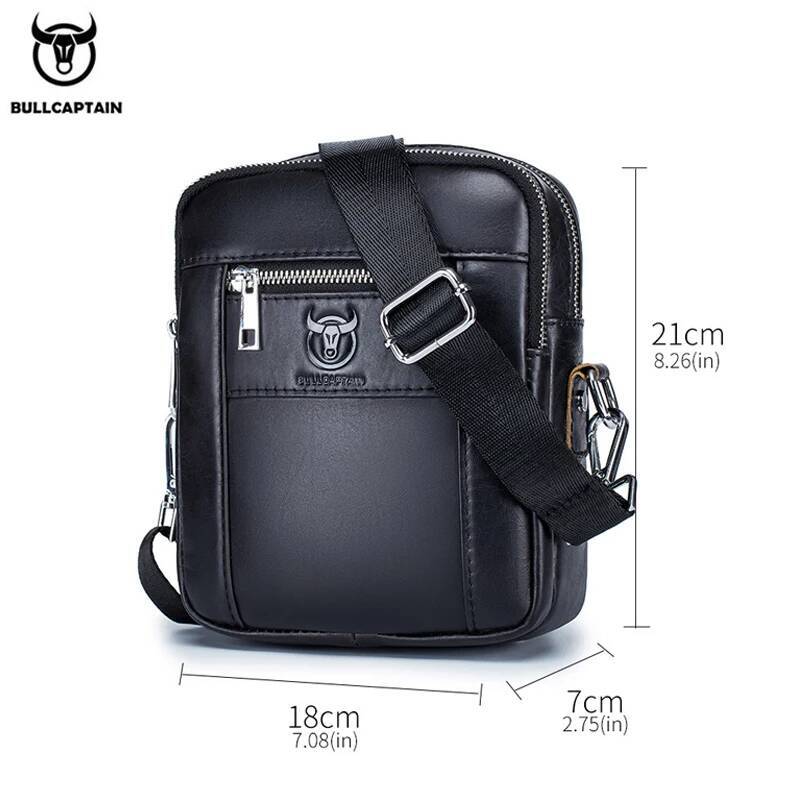 BULLCAPTAIN Casual Bags Leather Shoulder Bag Business Men's Satchel Compact Mini Messenger Bages Men 09