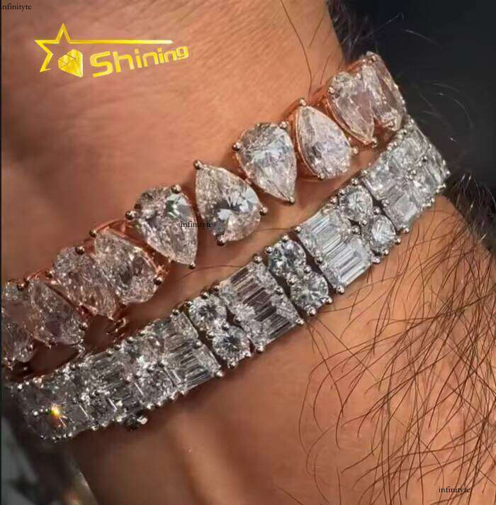 Fashion Jewelry Pear Shape High-Quality D Color VVS Hip-Hop Sier Silicon Stone Bracelet