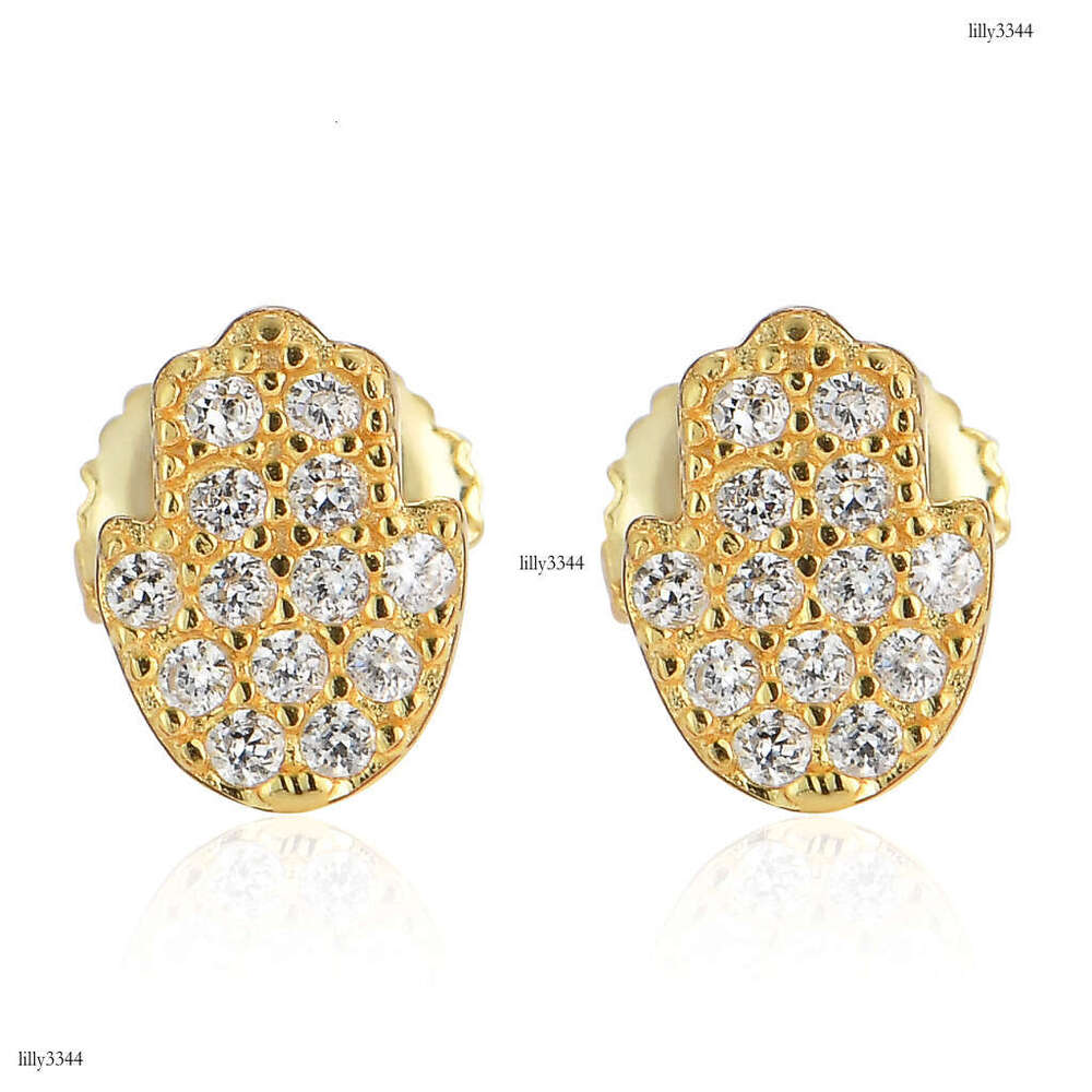 New Micro-Paved Zircon Iced Out VVS Small Hand Hip-Hop Earrings