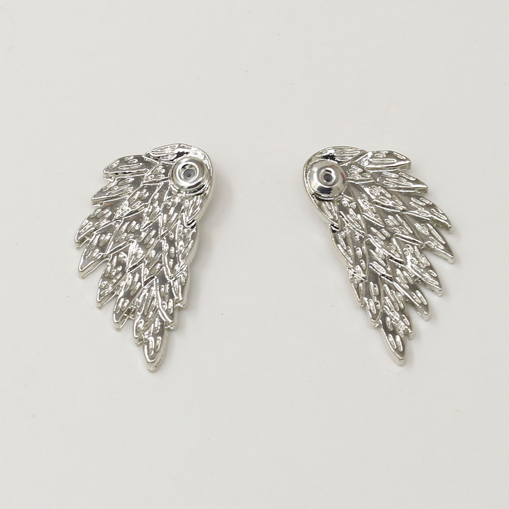 3D Angel Wings Earrings Feather Inlaid Alloy Piercing Studs