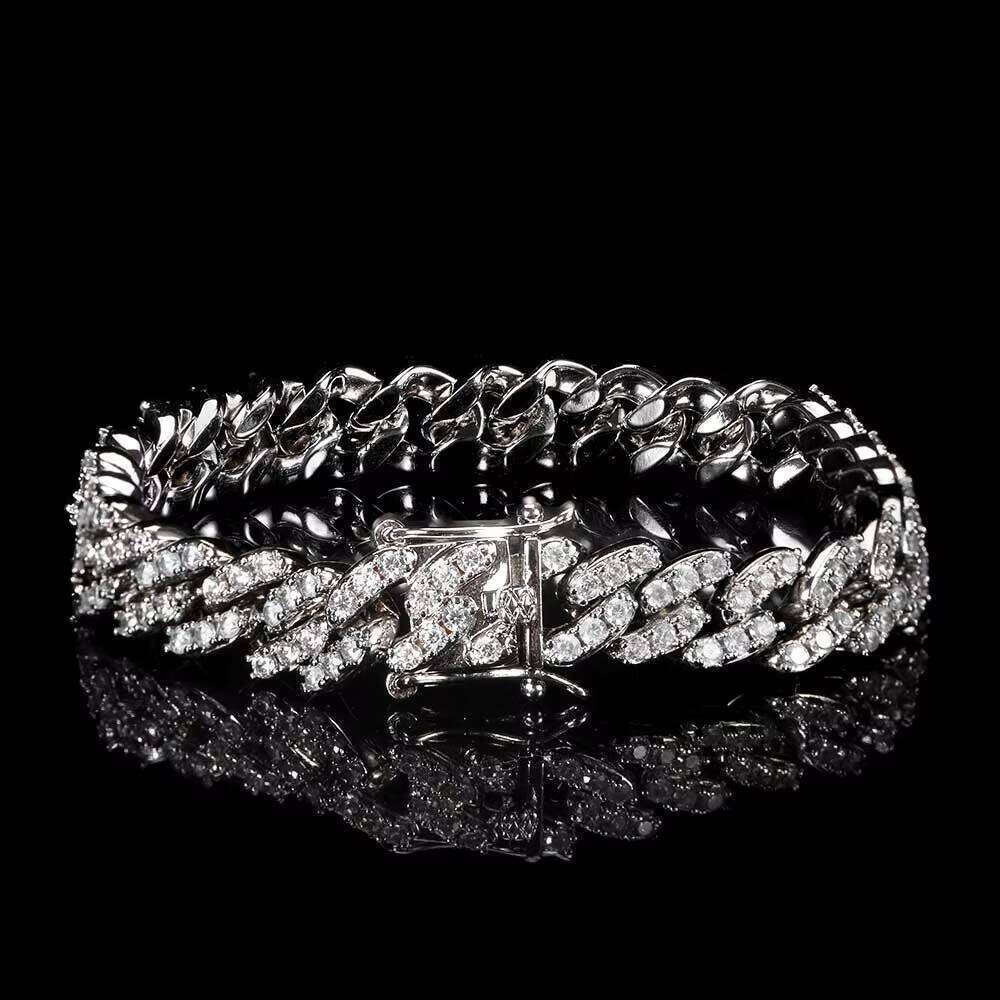 NUOYA 9MM Bling Iced Out Dia Hip Hop Wholesale Miami Cuban Link Chain Bracelet for Men Jewelry