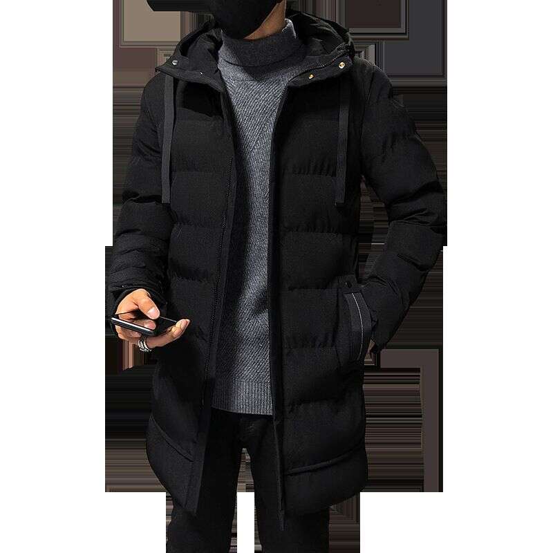 Cotton Winter Oversized Casual Thickened Warm Coat Cotton Men's Medium Length Hooded Couple Jacket