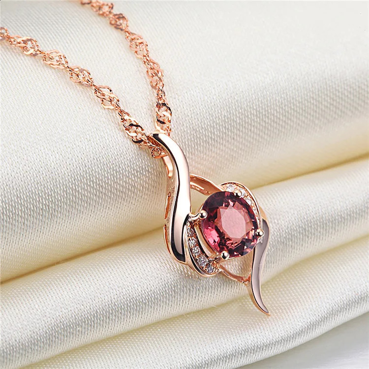 Red Zircon Pendant Necklace With Gift Box Fashion Jewelry For Women Girlfriend Romantic Christmas Gifts 250805