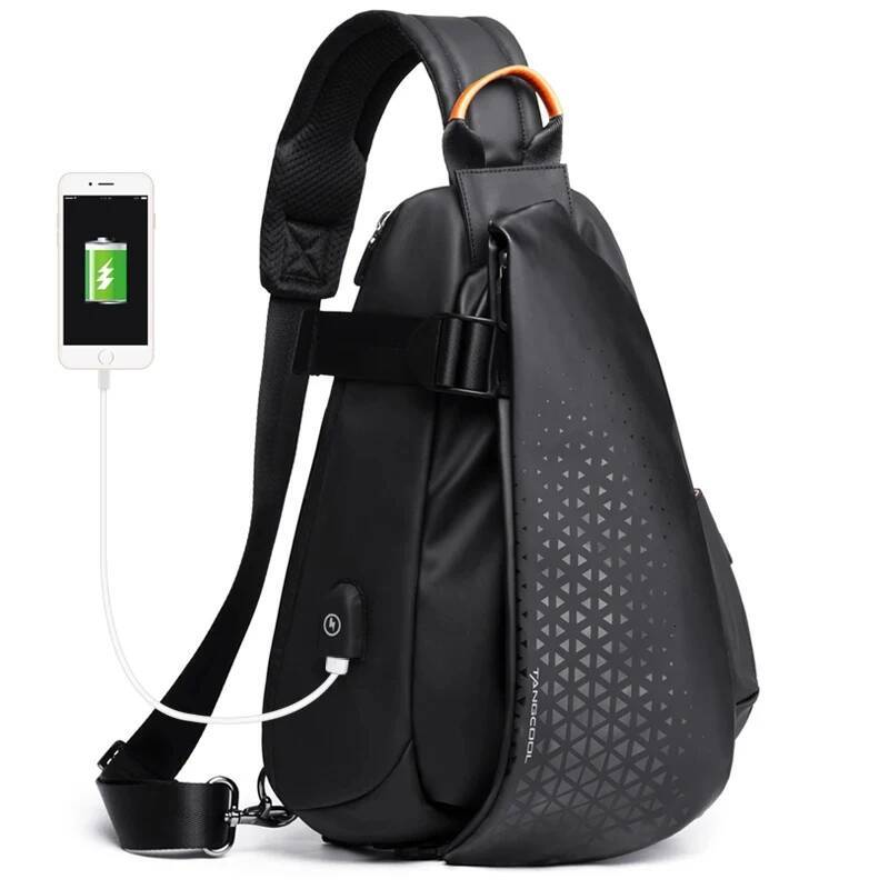 Tangcool Men's Fashion Large-capacity Bike Shoulder Waterproof Sport Hiking Trip Crossbody Bag Tide Cool Chest Bags for men