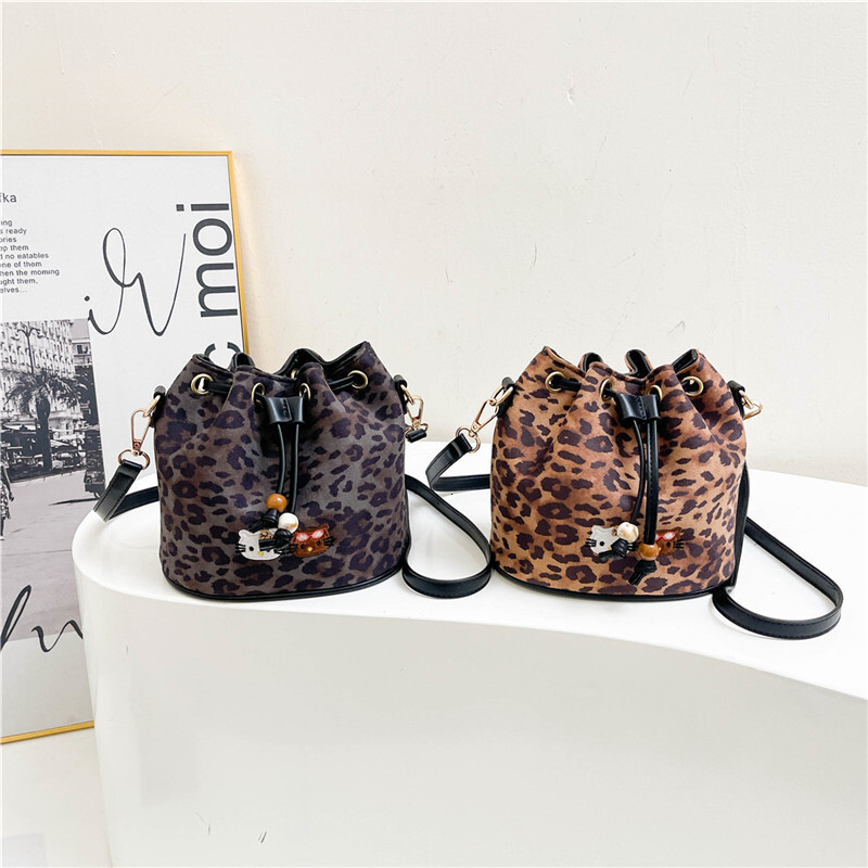 New Women's Luxury Bag Fashion Leopard Print High-end Bucket Bag Fashion Versatile Cross-border Wholesale Trendy Retro Designer Bag Single Should