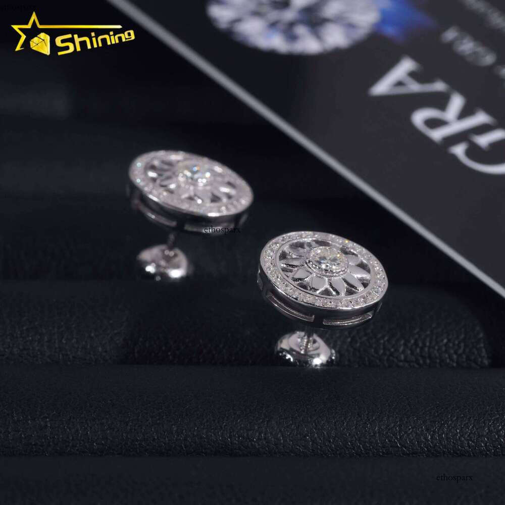 Promotion Price Pass Tester GRA Certified VVS Dia Fully Iced Out Hip Hop Sier Jewelry Moissanite Stud Earrings
