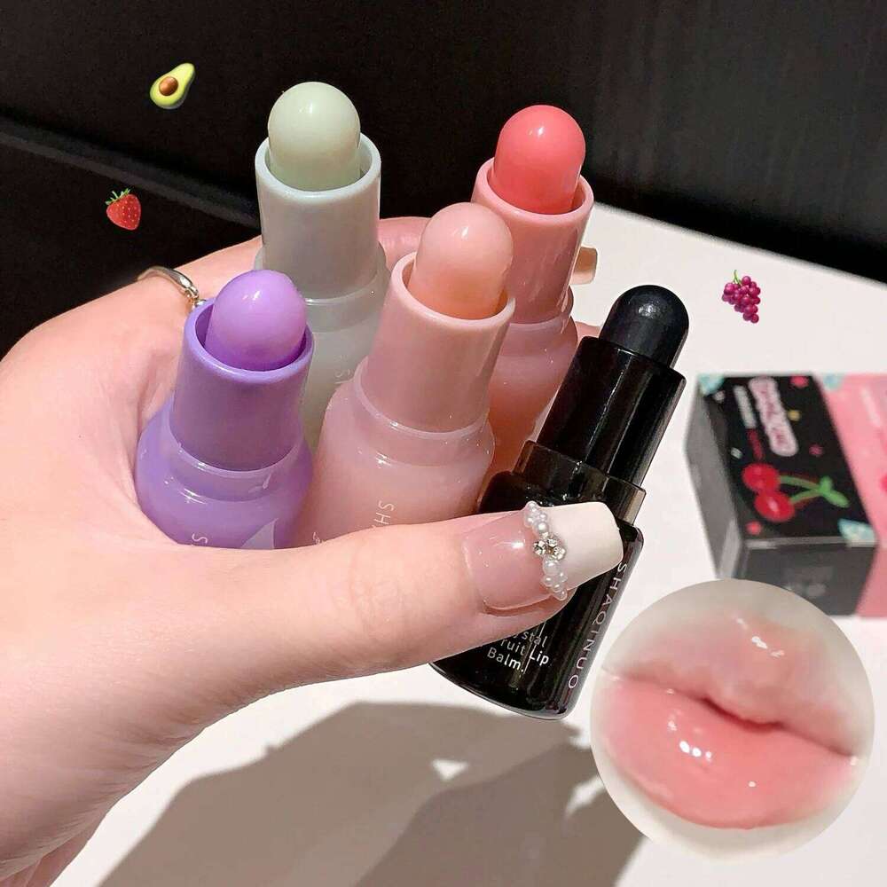 Crystal Strawberry Balm Moisturizing Hydrating Lips Mask Stick Reduce Lines Key Chain for Lip Care Change Color Lipstick Free shipping