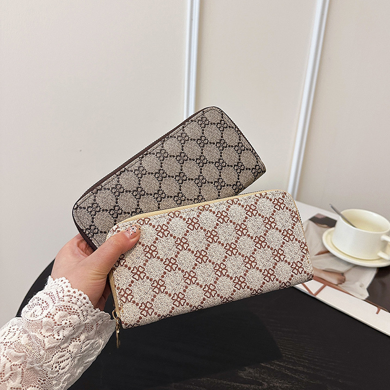 New Women's Long Wallet Cross-border Wholesale Printed Phone Wallet Multi-card Slot Luxury Bag Designer Bag Card Holder Lightweight Zipper Clutch