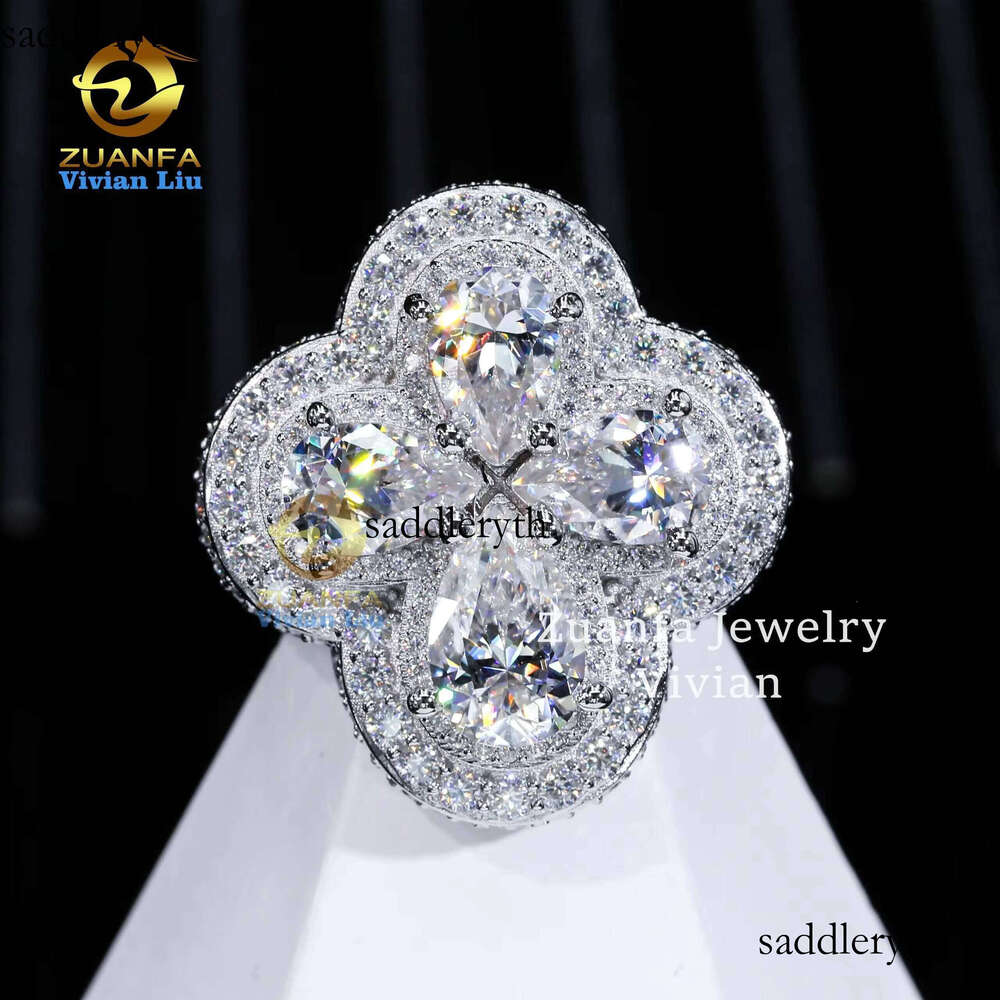 Fashion Men Gold Plated Hip Hop Jewelry Sterling Sier Iced Out Vvs Moissanite Dia Ring 71 4c