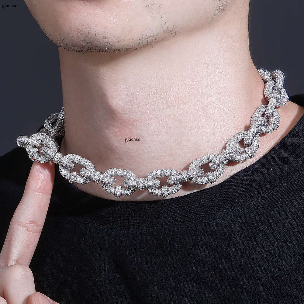 Micro Paved Moissanite chain Cuban Chain Heavy Craft 17mm Men's Personality Necklace Hip Hop Accessories