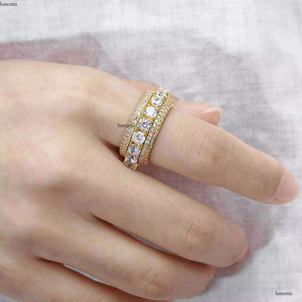 NUOYA Wholesale Iced Out Jewelry Hip Hop Ring Men Rotating Cz Gold Plated Cuban Rings