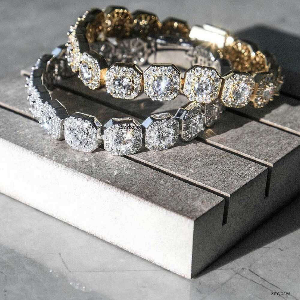 Men's Hip-Hop Zircon Rock Candy Trendy Brand Personality Gold Bracelet Accessory