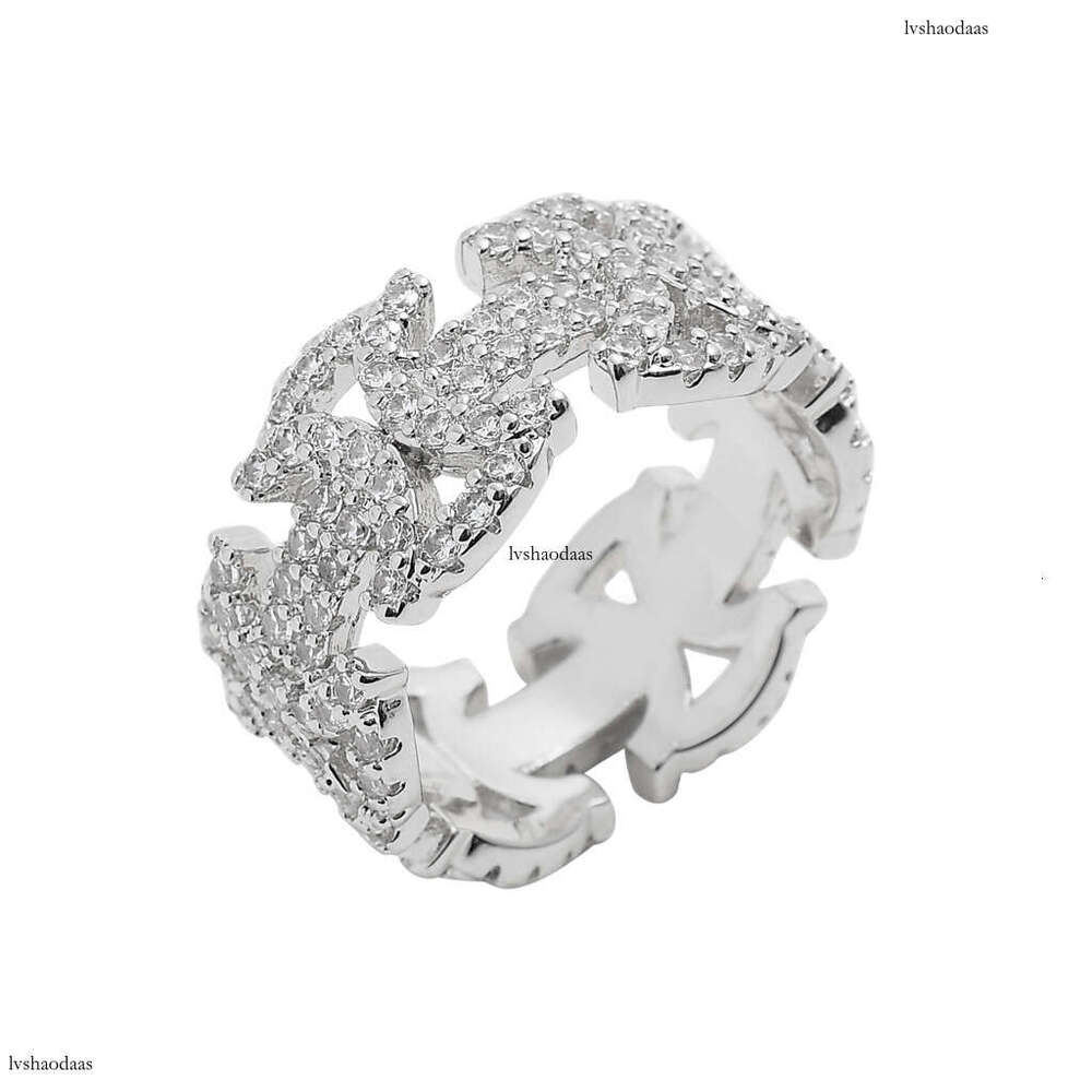 Geometric Pattern Hollow Ring Unisex Bowknot Micro Paved Zircon Hip Hop Accessories