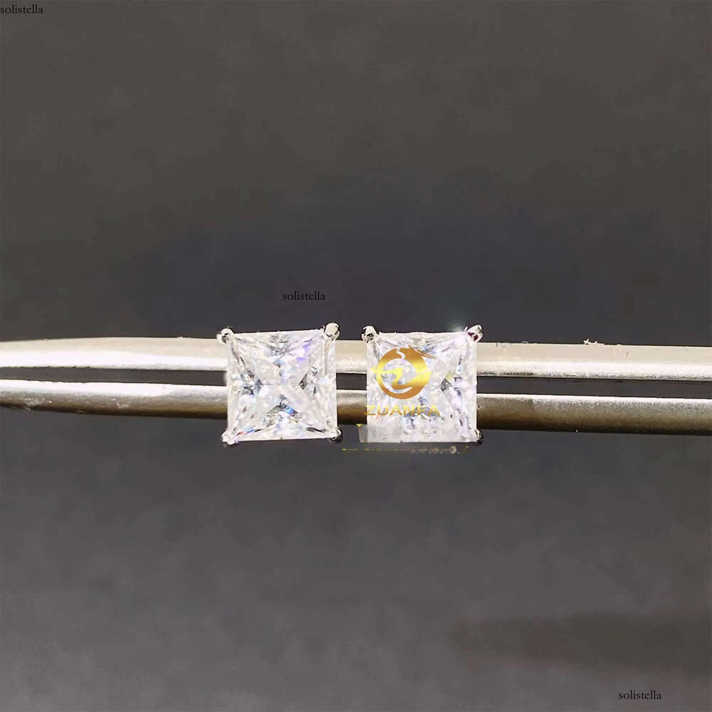 Pass Dia Tester Stock Jewelry GRA Certificates Sier D Color VVS1 Princess Moissanite Hip Hop Stud Earrings
