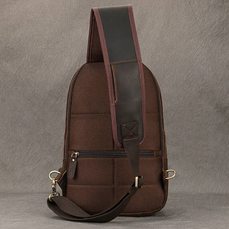 Large Size Causal Genuine Leather Packs Real Cowskin Chest Bag For Men Male Single Shoulder Backpack Outdoor