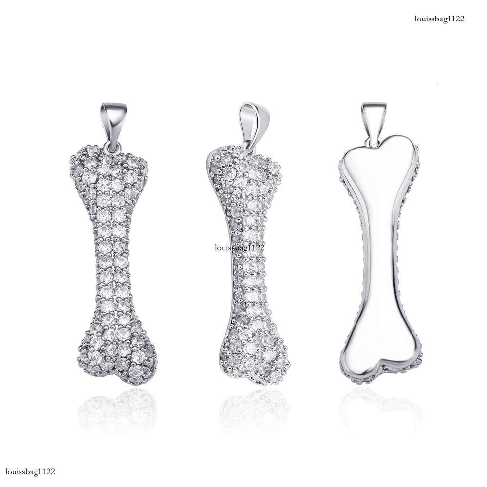 Fashion Sterling Silver Full Moissanite chain Bone Pendant for Women Hip-Hop Personality Clavicle Chain Men's Necklace