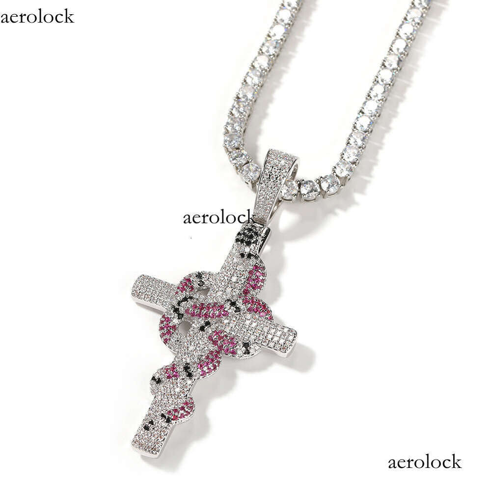 Vintage Hip-Hop New Colorful Snake-Shaped Cross Pendant Niche Versatile Accessories Direct Shipping