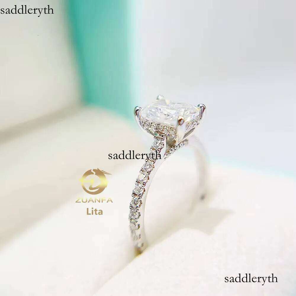 Pass Tester Top Quality GRA 2ct Radiant Cut 14k Gold Vvs1 Moissanite Dia Engagement Ring 6f c9