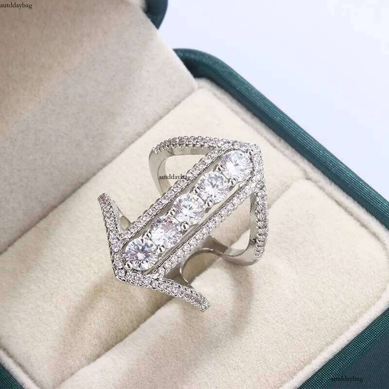 Ins Top Sell Wedding Rings Jewelry Sterling Sier Row Drill Lab Moissanite Dia Zircon Party Eternity Women Engagement Band Ring For Lover Gift