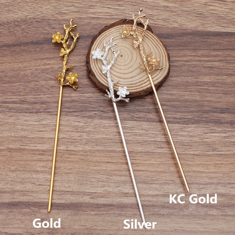 10 PCS 120mm Metal Alloy KC Gold/Silver Plated Branch Flowers Hair Sticks For Women Hairwear Decoration 250807