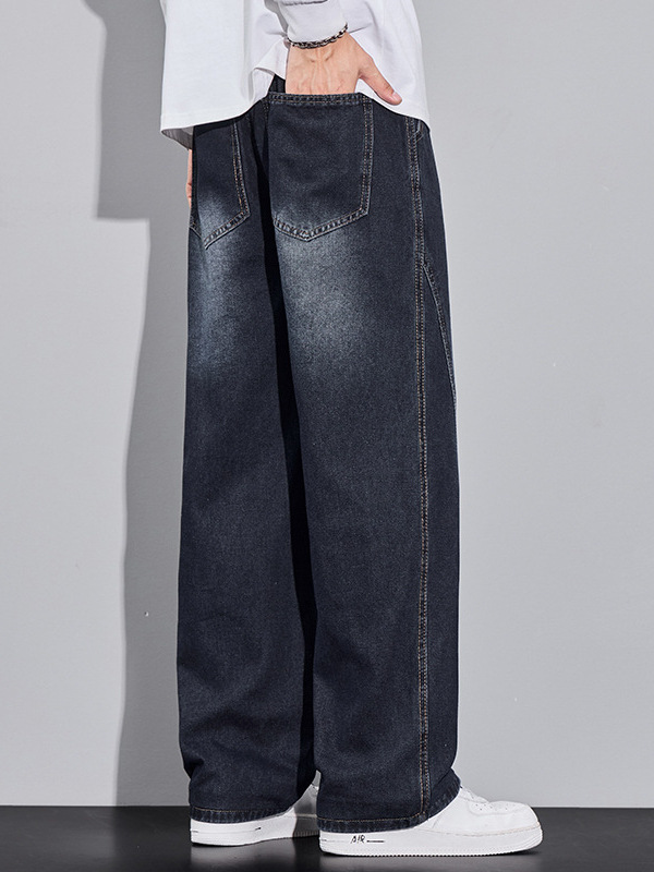 Men's Baggy Jeans Wide Leg Hip Hop Pants Irregular Sutures Loose Fit Trousers Streetwear