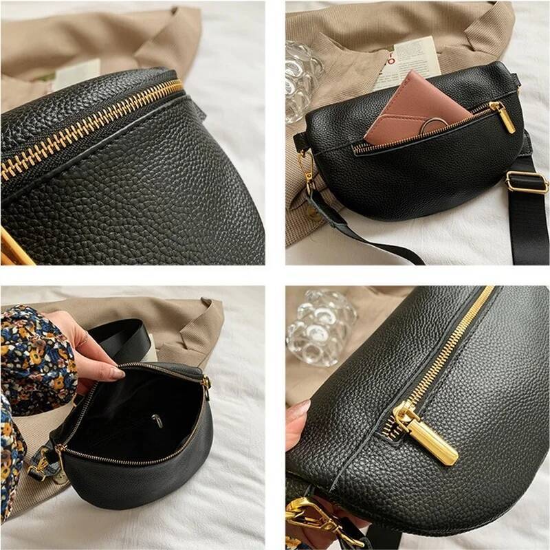 Quality Solid Colour Soft PU Leather Packs For Women Simple Design Female Fanny Pack Ladies Waist Crossbody Belt Bag