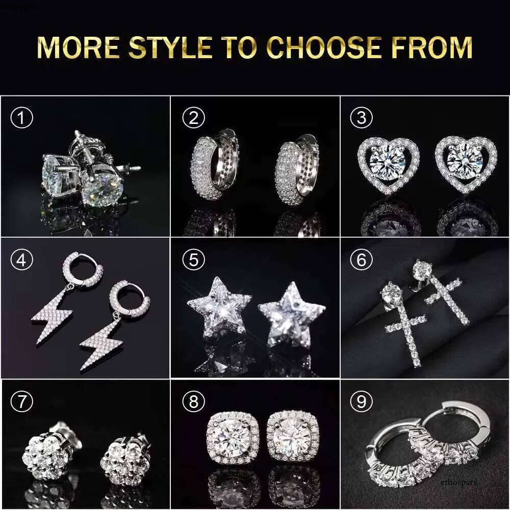 Fine Jewelry Stud 14K Gold Cluster Flower Shape VVS Iced Out Moissanite Earrings