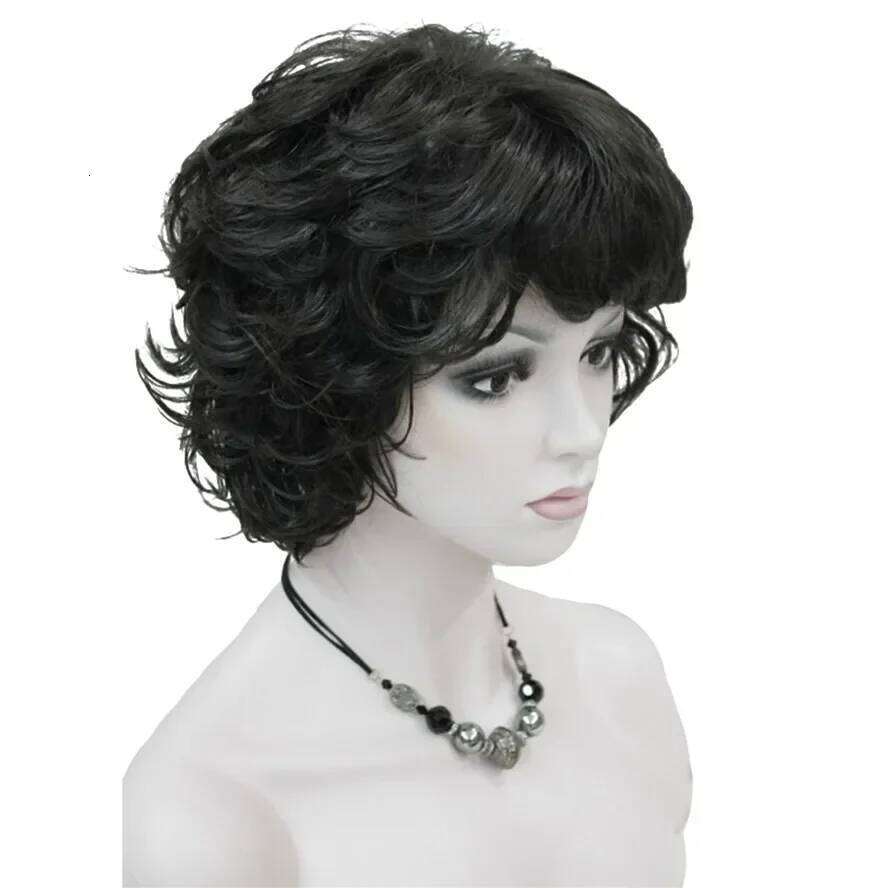 StrongBeauty Women's Wigs Black/Brown Natural Short Curly Hair Synthetic Full Wig 18 Color