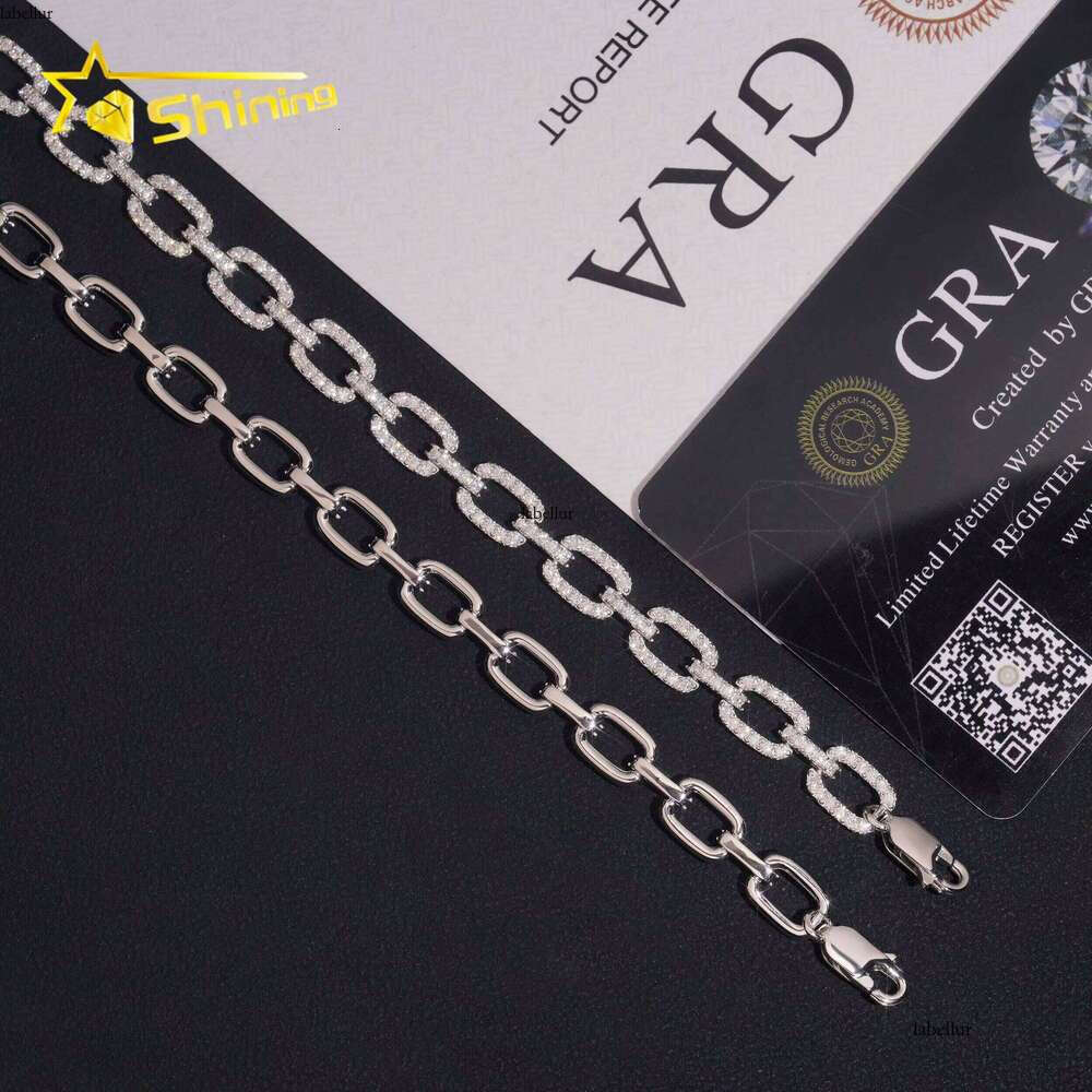Iced Out Links VVS Moissanite Pass Dia Tester Gold Plated Sterling Sier Trendy Hip Hop 7mm Cuban Link Bracelet