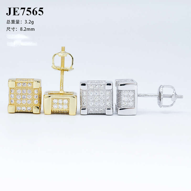 ICED OUT Fashion Unisex Sier Moissanite Hip Hop Earrings Jewelry