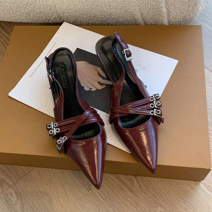 Pointed High Heels Women Thin Heel Mary Jane Evening 2025 New Spring Designer Shoes Summer French Style Closed Toe Sandals Single Shoes