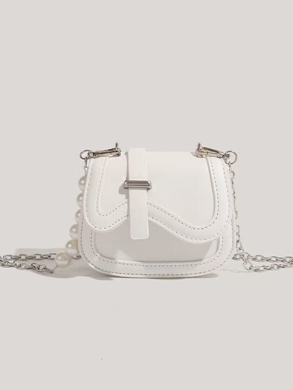 Summer Textured Niche Pearl Chain Crossbody Fashion Mini Silver Handbag for Girls 2025 New Trend ddmymoon