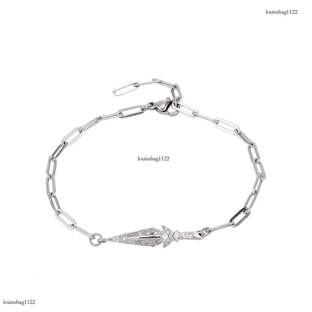 Trendy Niche Design Sterling Silver Bracelet Full Dia Dagger Style Unisex Hip-Hop Jewelry