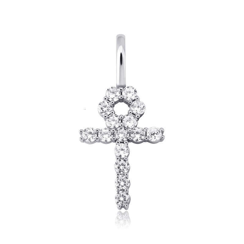 Iced Out VVS Angel Cross Pendant Micro Paved Moissanite chain Women Hip Hop Versatile Necklace