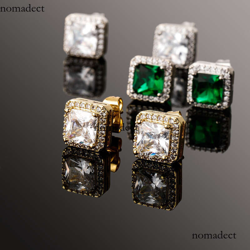 New Emerald Square Zircon Earrings Korean Fashion Elegant Simple Geometric National Trend Small Ear Jewelry