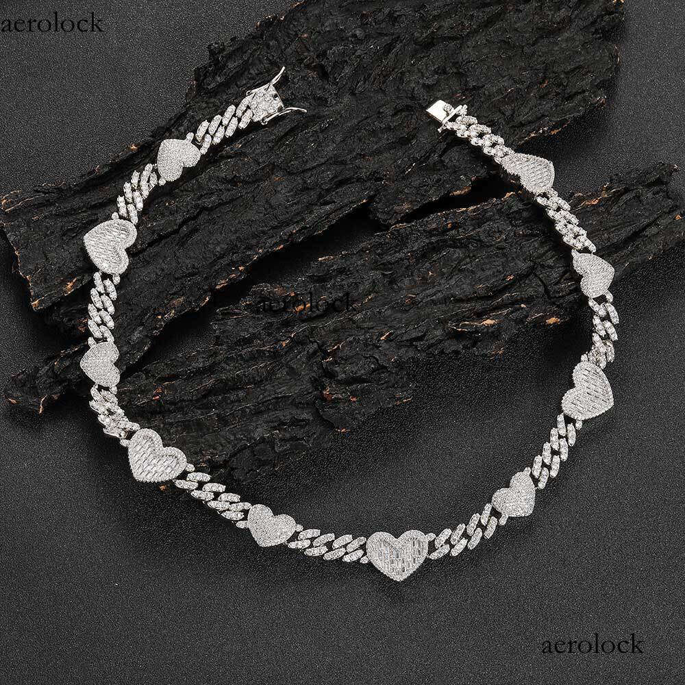 Hip Hop 9mm Heart Cuban Chain Moissanite chain Men's Jewelry High-end Exquisite Women's Necklace