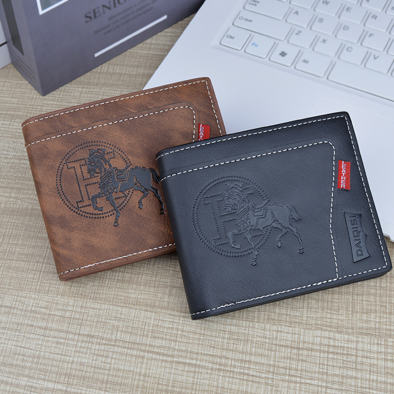 Men's Wallet Retro Short Zipper Wallet Luxury Bag High-end Stitching Embossed New Multi-functional Designer Bag Card Holder Men's Leather Wa