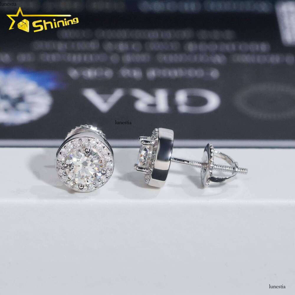 Fine Sterling Sier Iced Out Hip Hop Jewelry Dia Stud VVS Moissanite Earrings